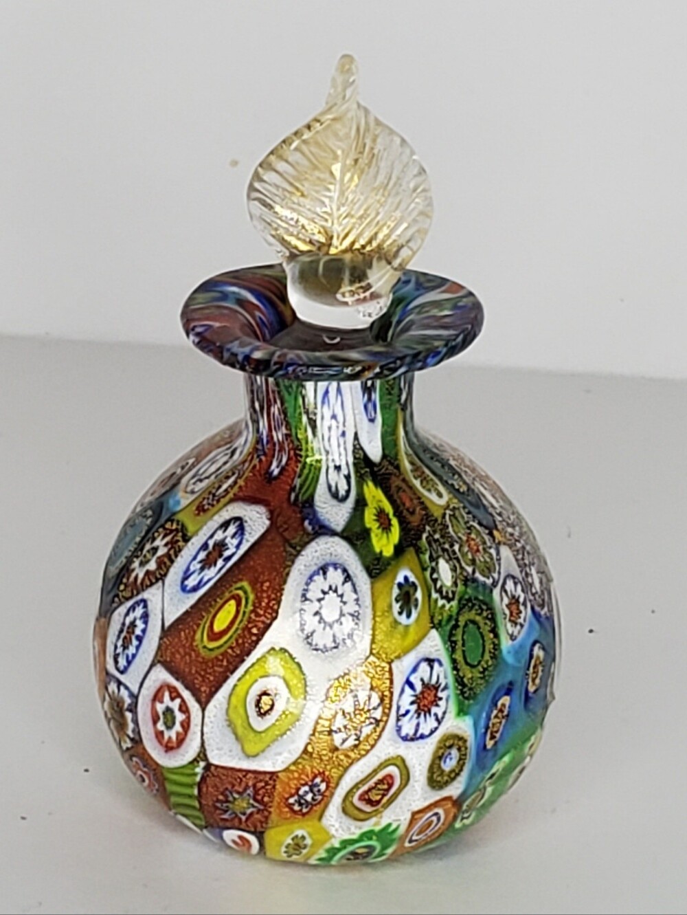 Vintage, Circa 1960 Murano- Multicolor Millefiori Glass Perfume Bottle